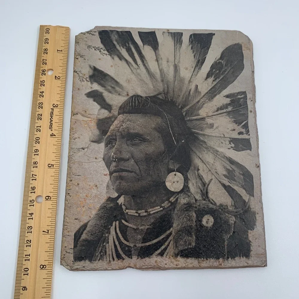 Sierra Slate Images Chief Eagle Salish Indian Edward Boos Montana Art Plaque 6x8